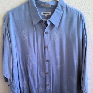 Pierre Cardin, short sleeve, blue w/white floral, casual button down